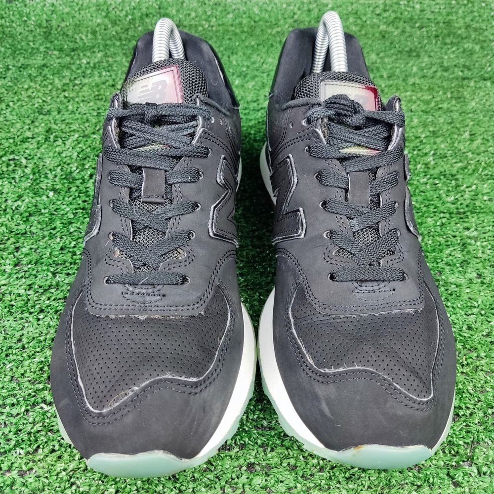 New Balance Sneakers Men 8.5 Black 574 Low Top Perforated Gradient Sole Shoes - Picture 2 of 7